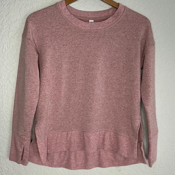 Athleta Pink Balance Speckled Dot Ribbed Slit Pullover Top Sweatshirt Loungewear - Picture 3 of 6